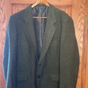 Vintage blazer L 42 wool Herringbone Brown Green Europe made euro 52 Excellent